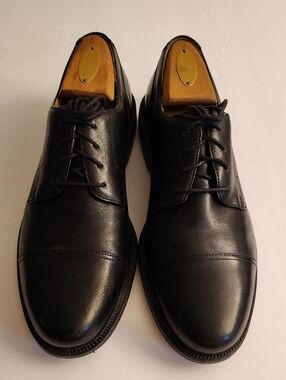 Hunter's Bay Men's Size 9 Classic Black Leather Cap-Toe Derby Shoes 6S X